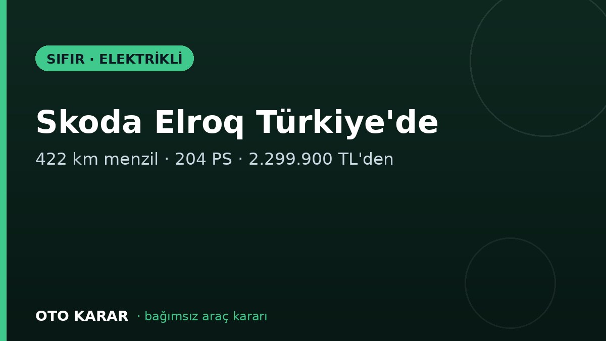 Skoda Elroq Türkiye'de: 422 km Menzilli Elektrikli SUV, 2.299.900 TL'den