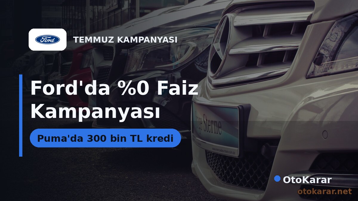 Ford Temmuz 2026: Puma ve Kuga'da 300 Bin TL'ye %0 Faizli Kredi